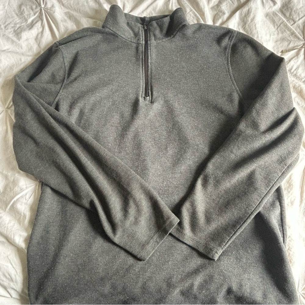 Mens Large Denver Hayes Gray Zip Up Sweater Classic Knit